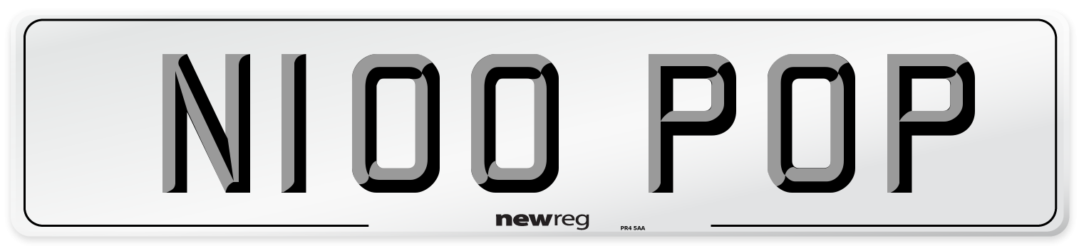 N100 POP Number Plate from New Reg